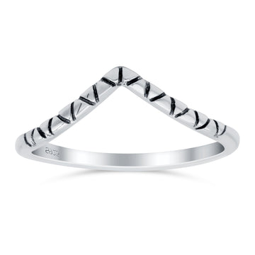 V Shape Oxidized Band Solid 925 Sterling Silver Thumb Ring (7mm)